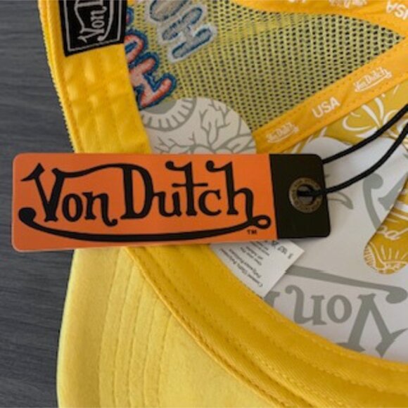 VON DUTCH HOLLYWOOD VELVET TRUCKER HAT IN YELLOW NWT - Picture 11 of 12